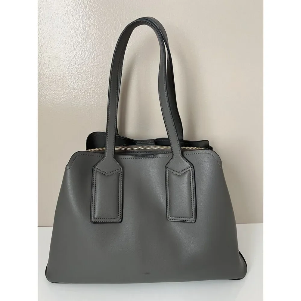 Urban Expressions Georgia Satchel in faux smooth gray leather
